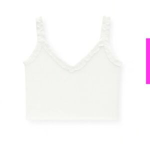 Katie J NYC TWEEN SHARI SMOCKED CROPPED SOLID TOP WHITE Large (12)